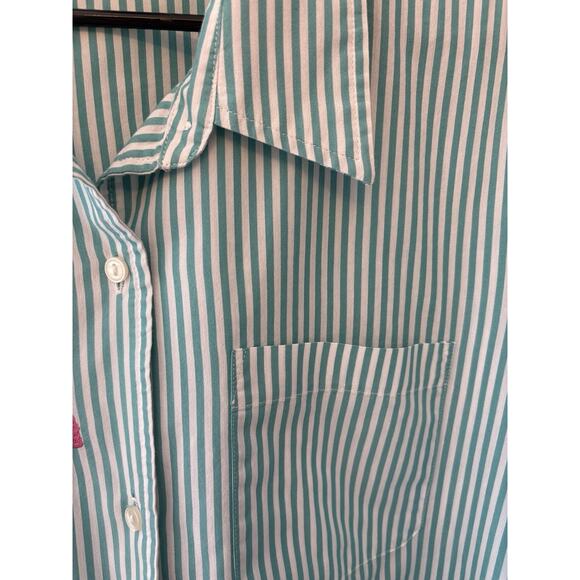 Blair Women Blue Blouse Top Sz XL Cotton Buttons Pullover Long Roll Up Sleeve - Picture 5 of 12